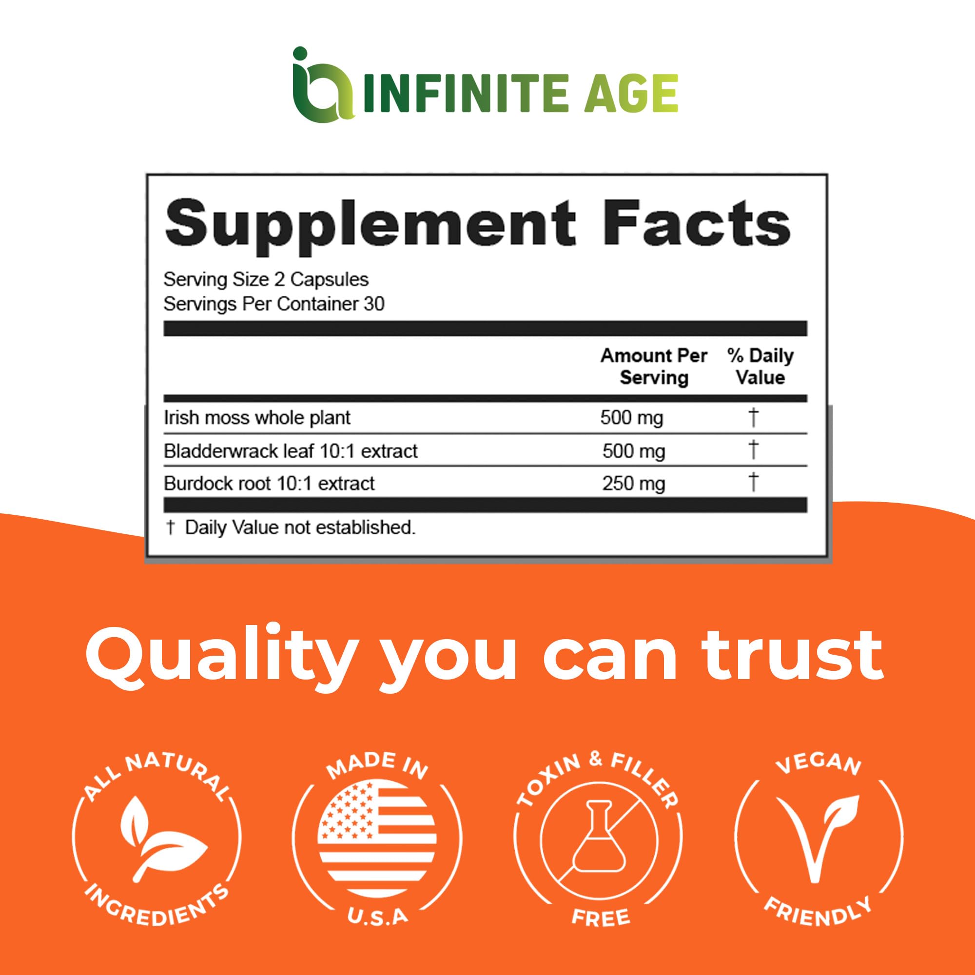 Infinite Age Sea Moss Capsules - Vegan Irish Sea Moss

