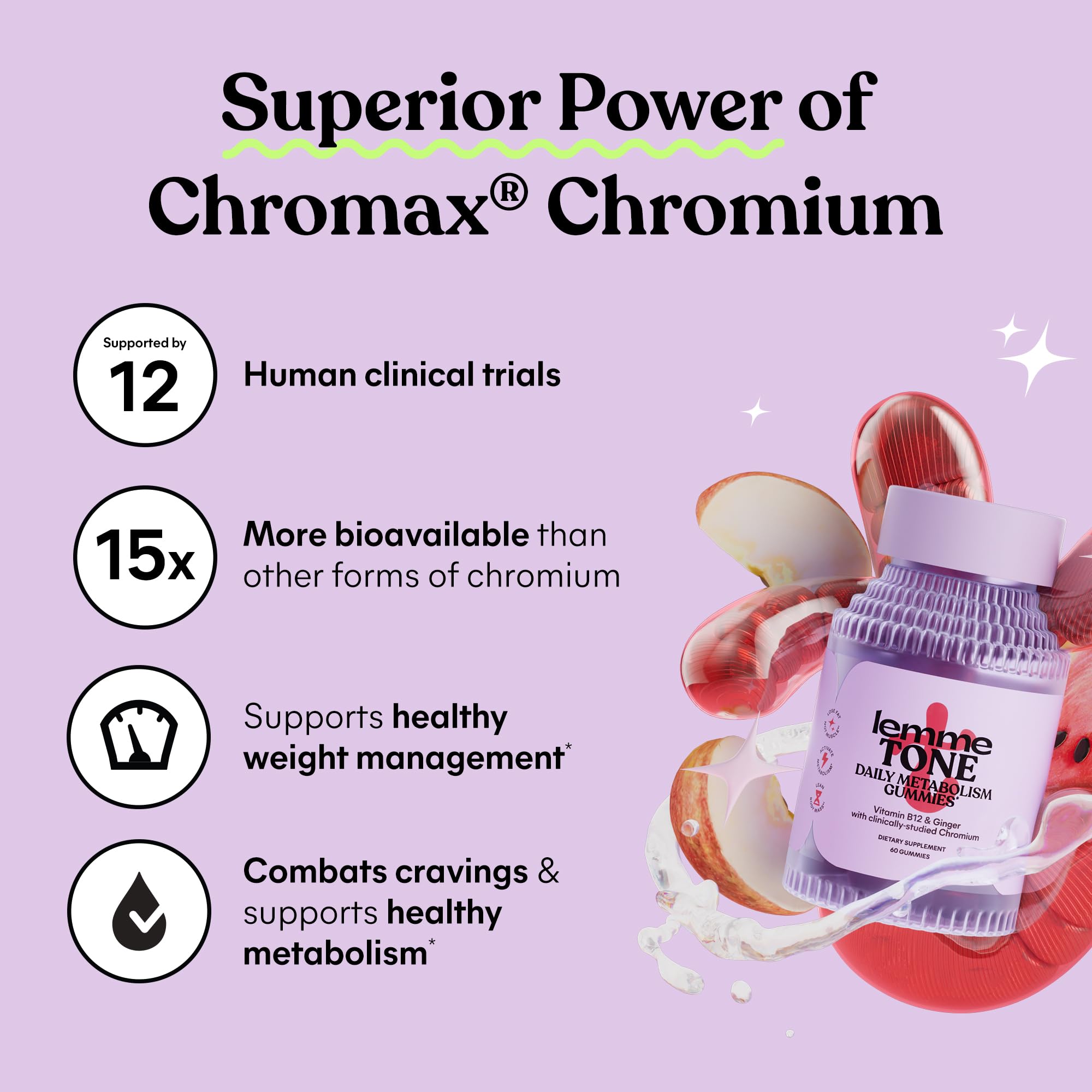 Lemme Tone Metabolism Gummies with Chromium Picolinate & B12

