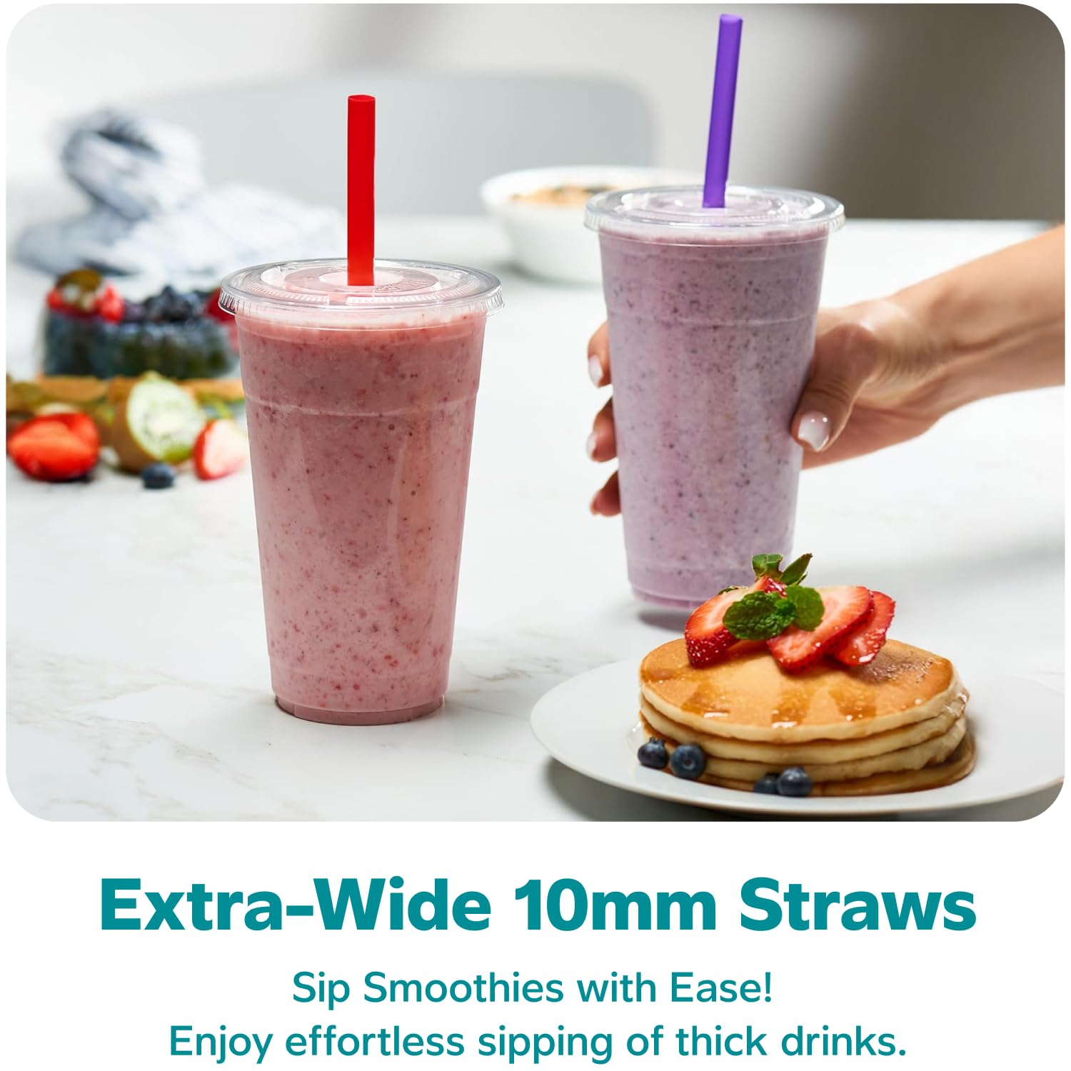 GUSTO Disposable Clear Cups with Flat Lids

