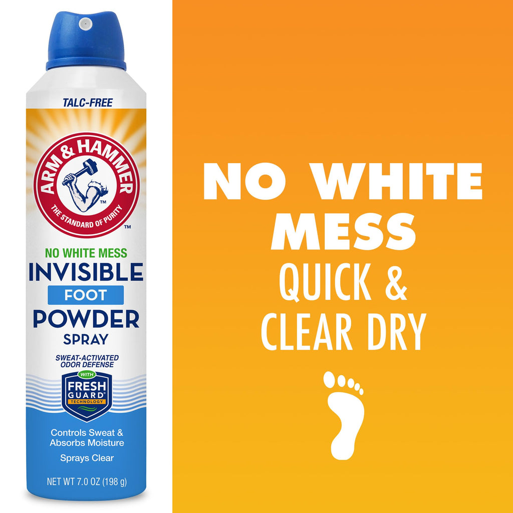 Arm & Hammer Invisible Foot Powder Spray - Talc-Free Odor

