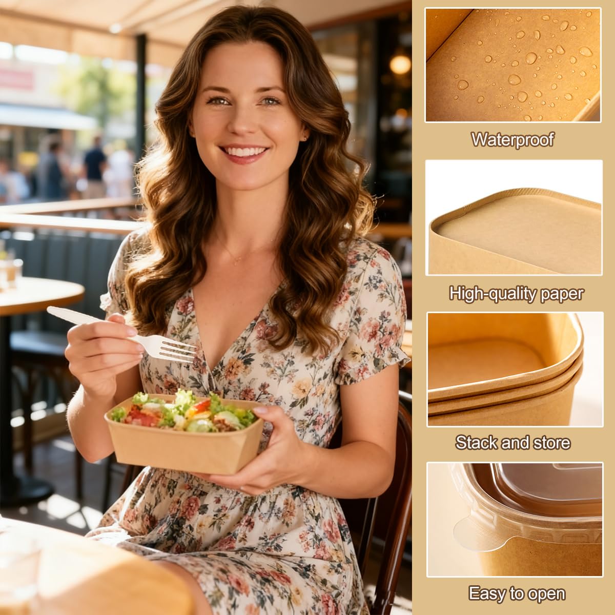 Disposable Meal Prep Containers with Lids and Forks

