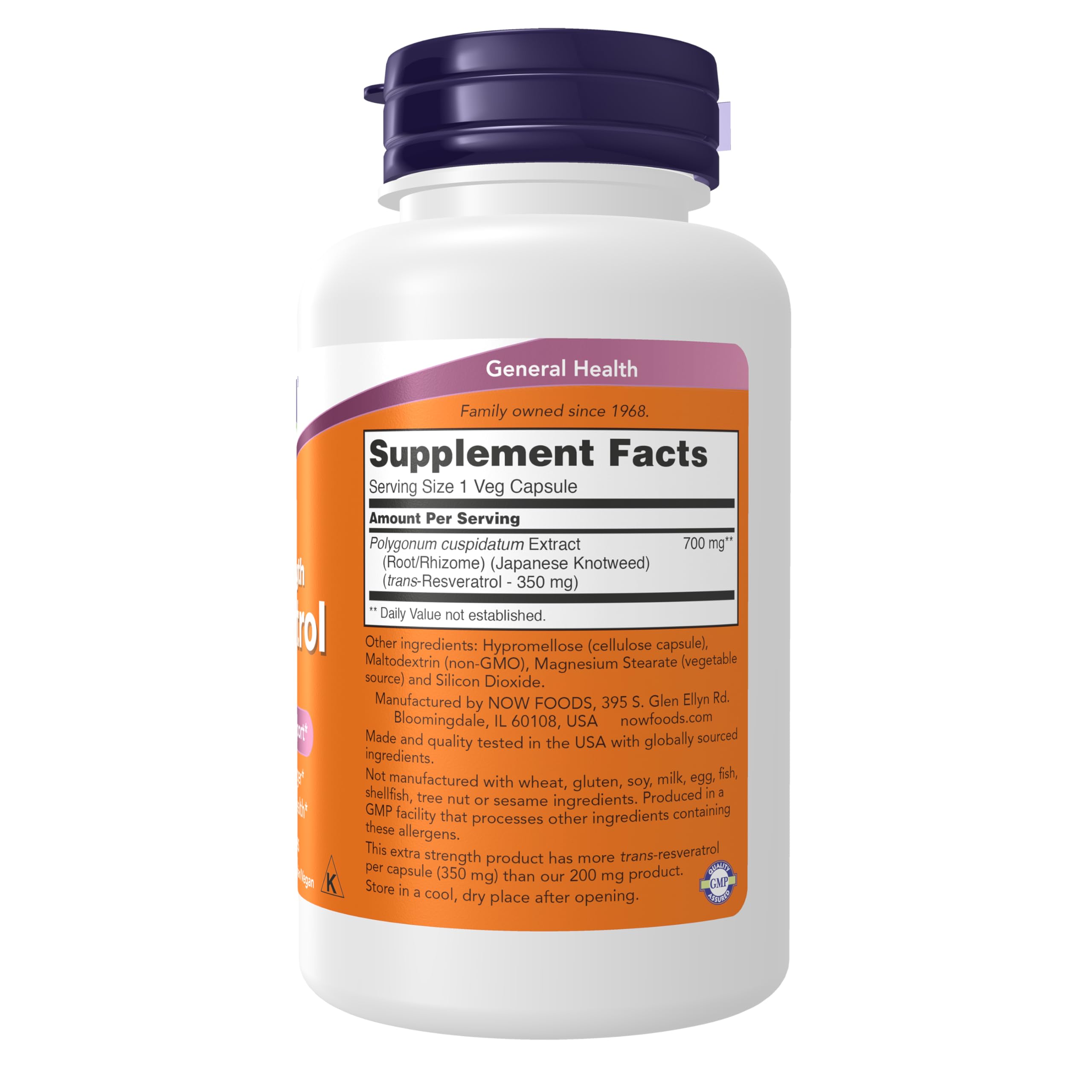 NOW Foods Trans-Resveratrol 350 mg Vegetarian Capsule

