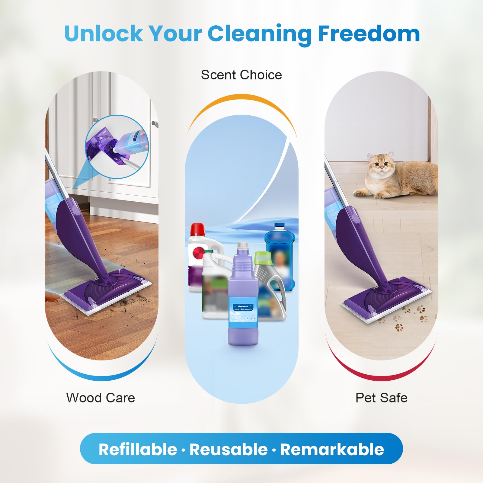 Bisenkud Refillable Bottle for Swiffer WetJet Mop

