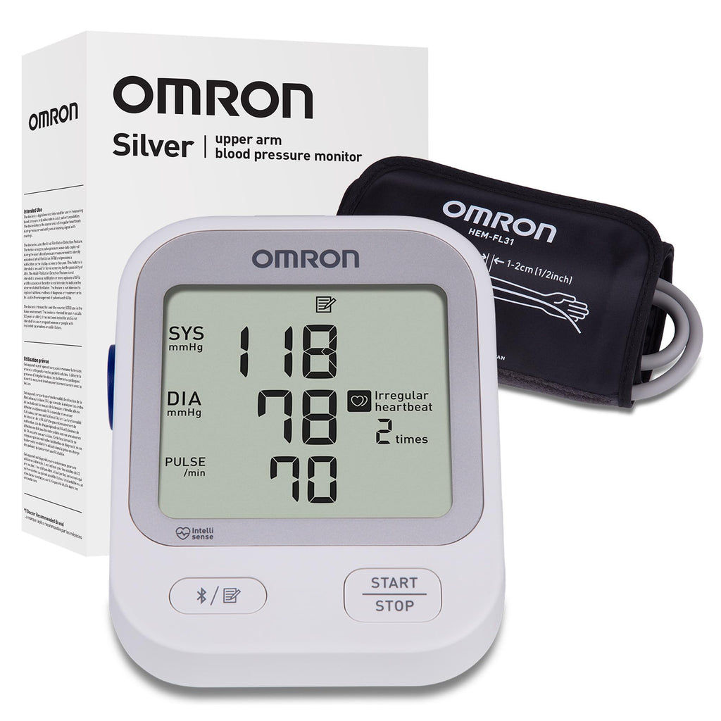 OMRON Silver Upper Arm Blood Pressure Monitor with Bluetooth

