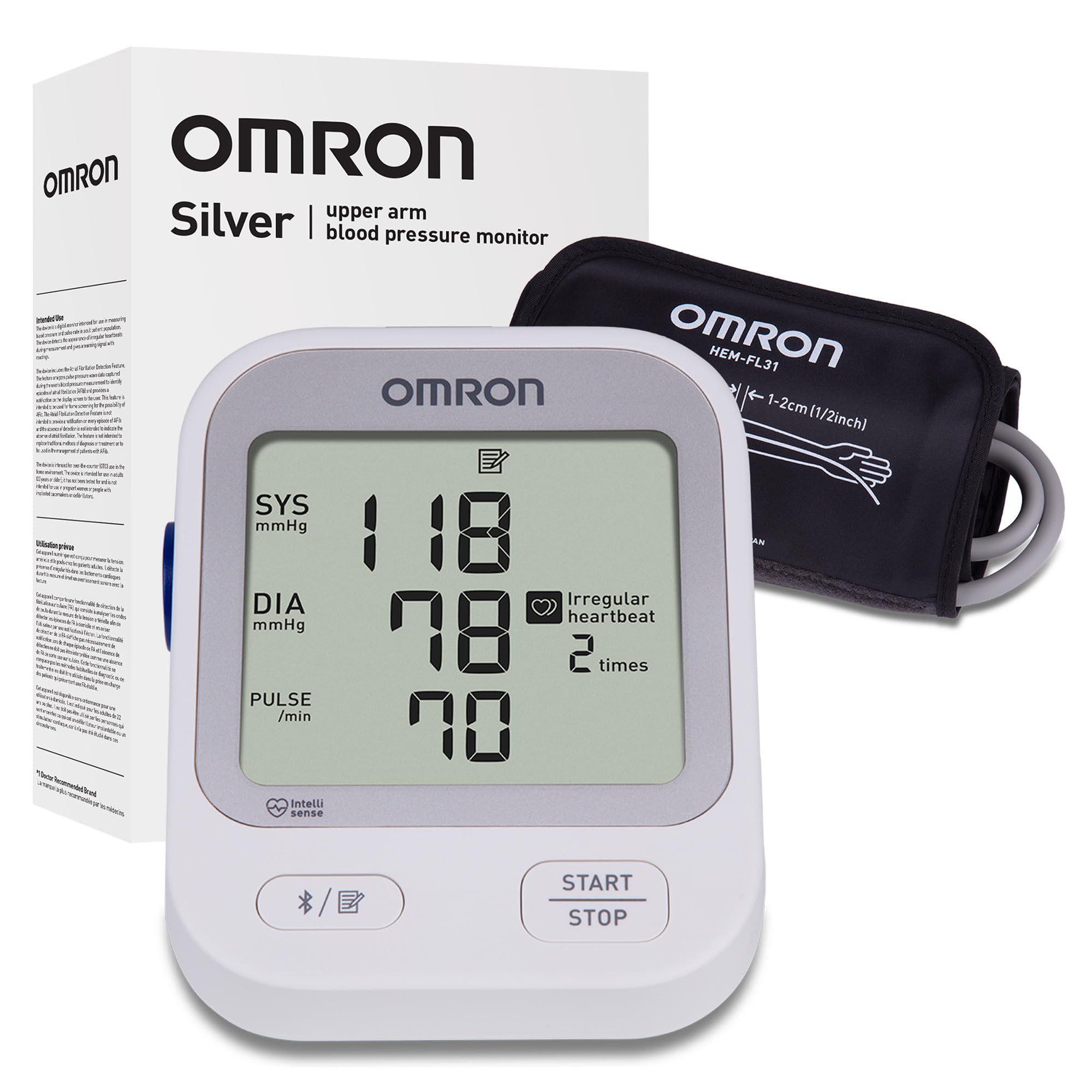 OMRON Silver Upper Arm Blood Pressure Monitor with Bluetooth

