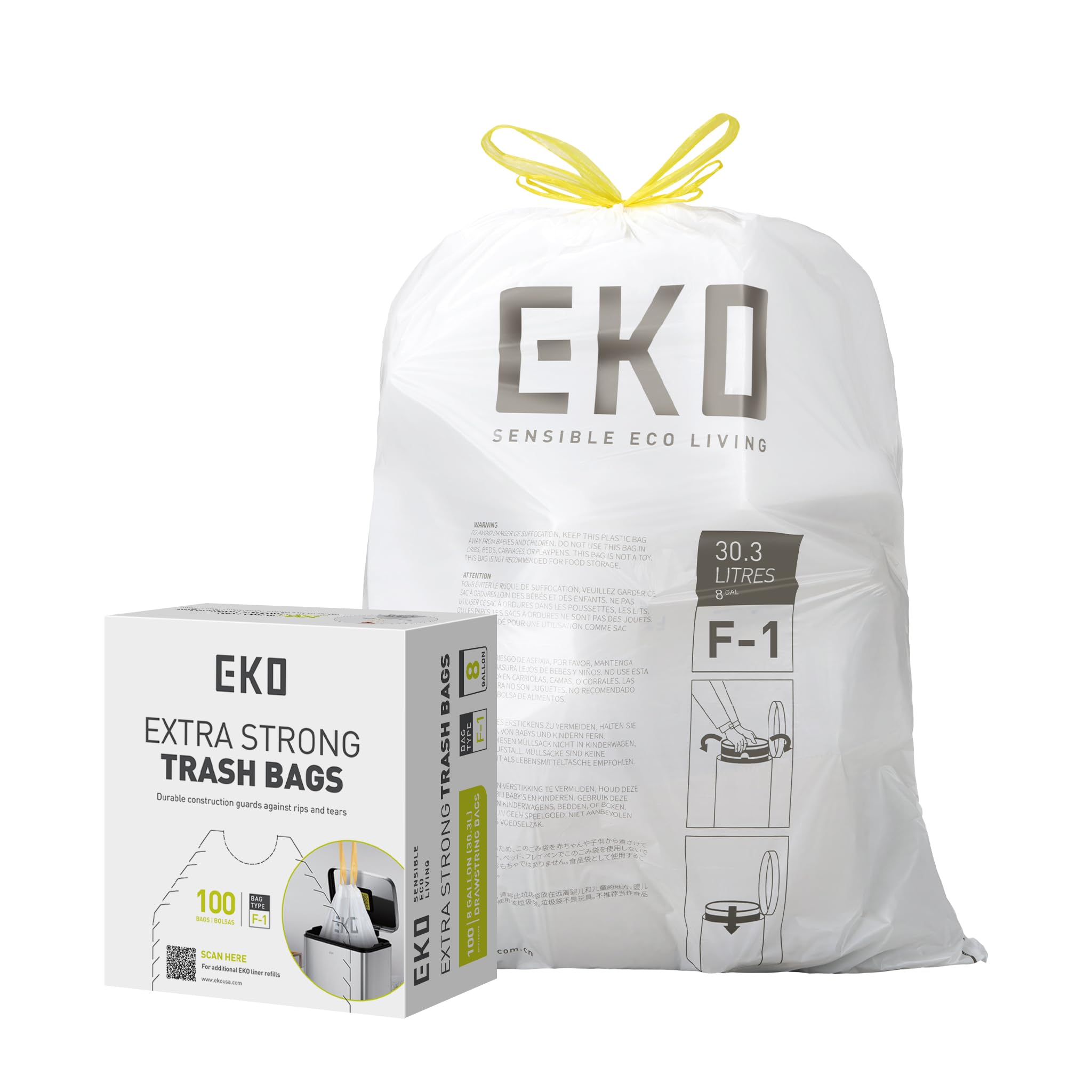 EKO Drawstring Trash Bags for Kitchen & Home