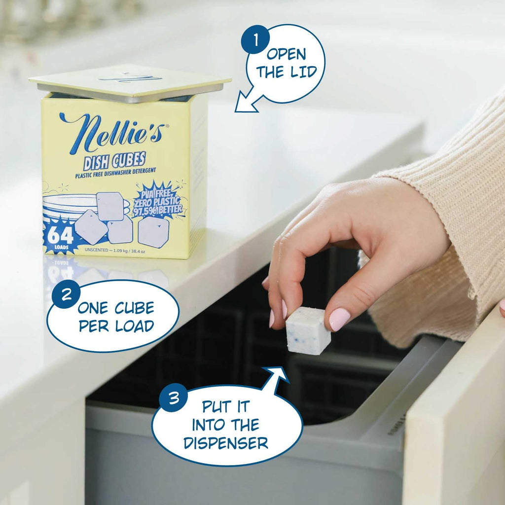 Nellie's Dish Cubes Dishwasher Detergent | Powerful Cleaning

