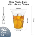Dealusy Plastic Cups with Lids and Straws - Food Safe

