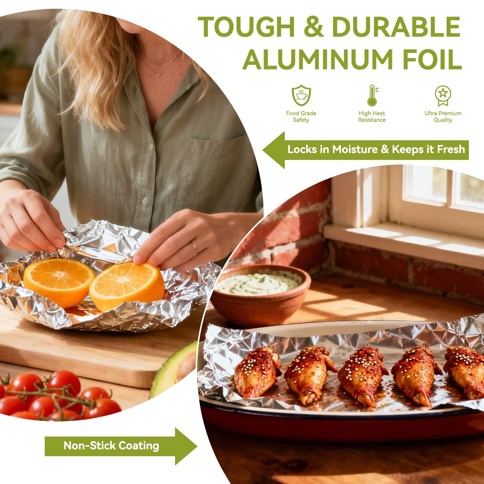 HKZJKJ Aluminum Foil Roll with Cutter | Food Safe

