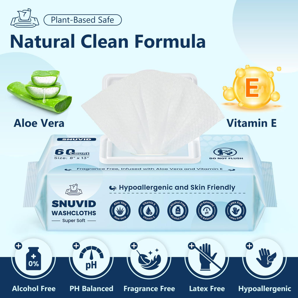 Adult Wipes for Elderly – Rinse-Free Aloe Bathing Wipes

