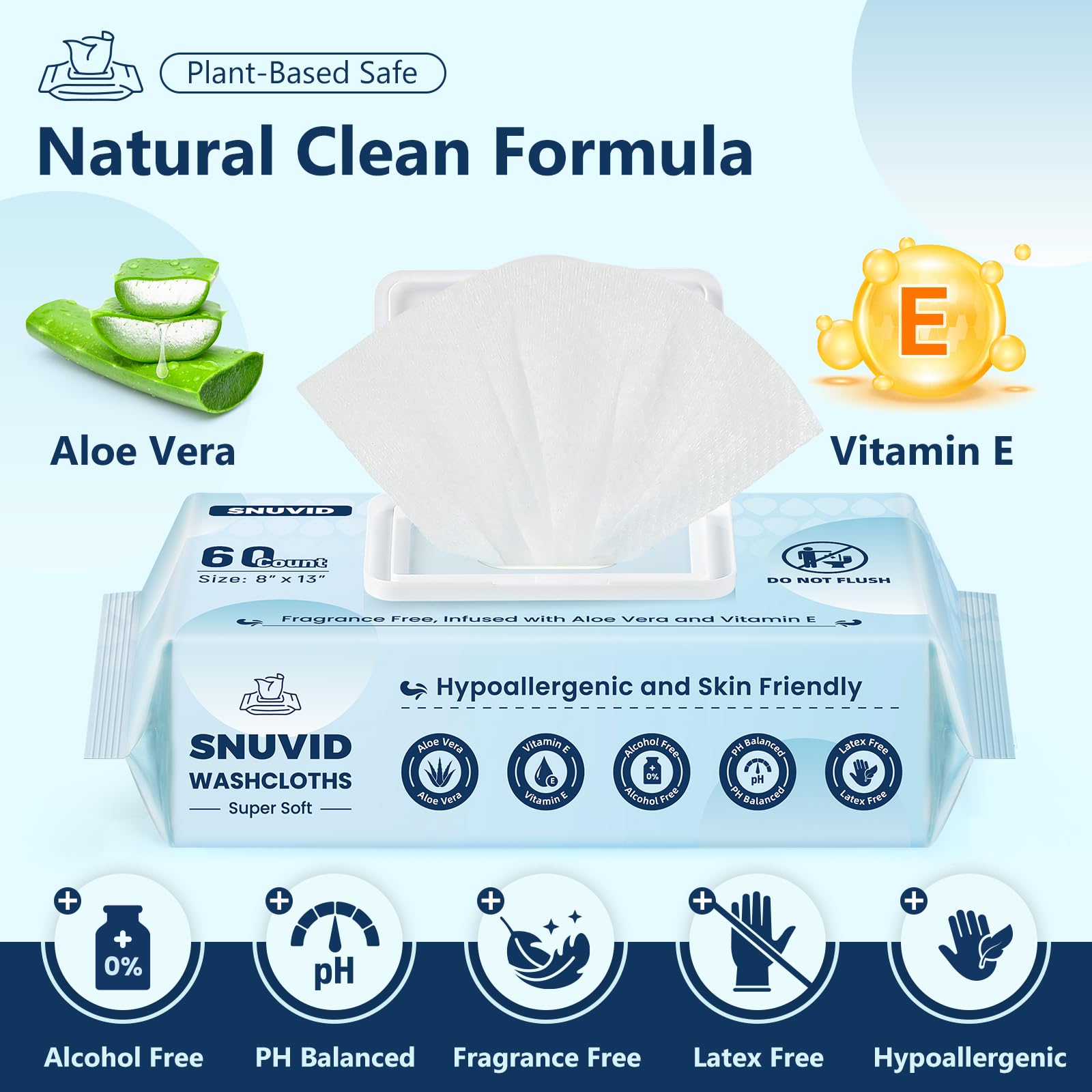 Adult Wipes for Elderly – Rinse-Free Aloe Bathing Wipes

