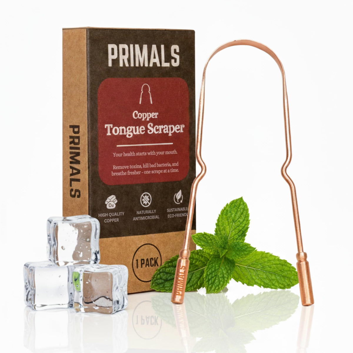 PRIMALS Copper Tongue Scraper for Fresher Breath and Oral Health