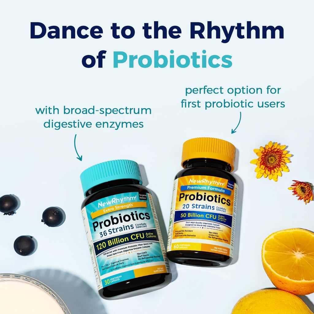 NewRhythm Probiotics 120B CFU with Prebiotics & Enzymes

