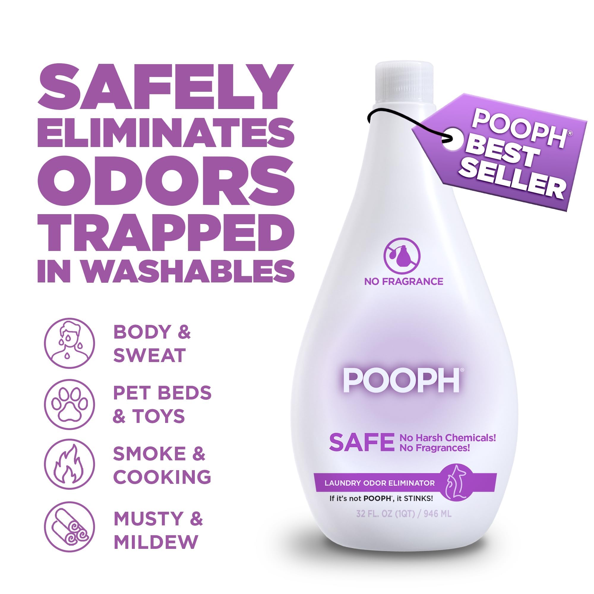 POOPH Laundry Fragrance-Free Odor Eliminator | Washables


