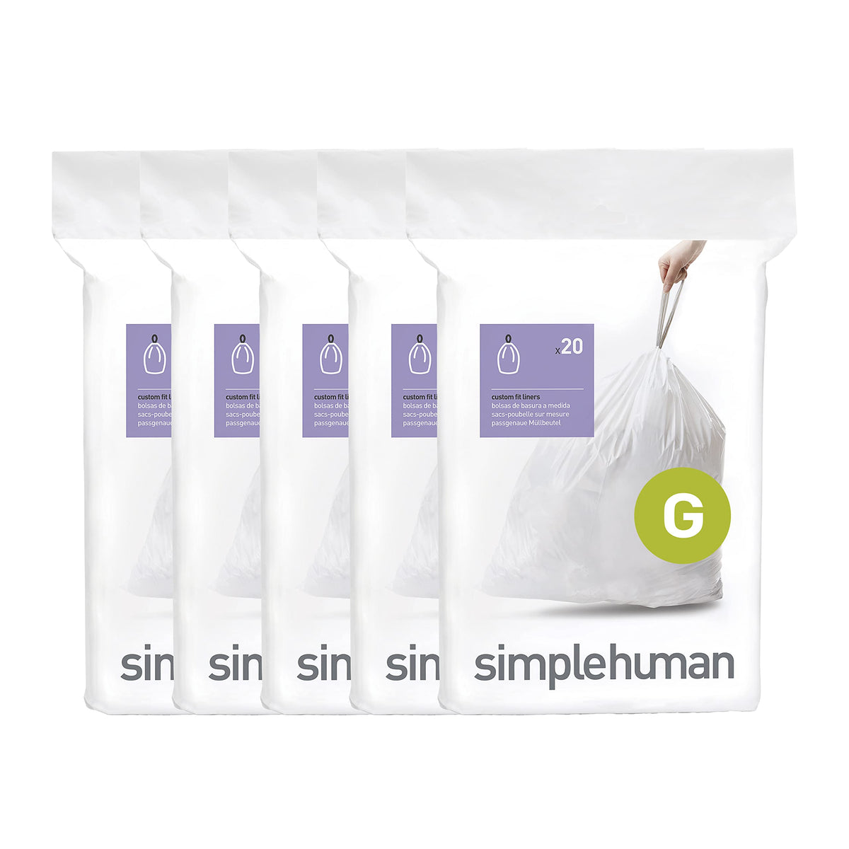 simplehuman Code G Custom Fit Liners for Kitchen Trash Cans