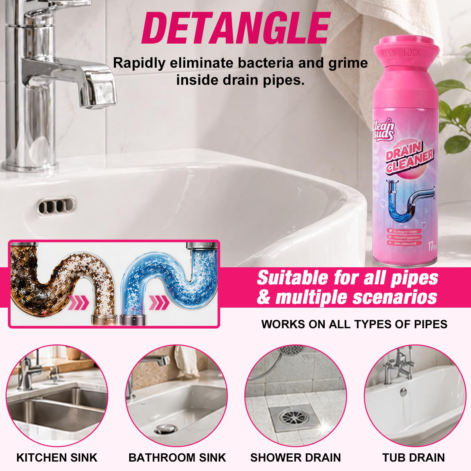 Yugou Foaming Sink Drain Cleaner & Deodorizer

