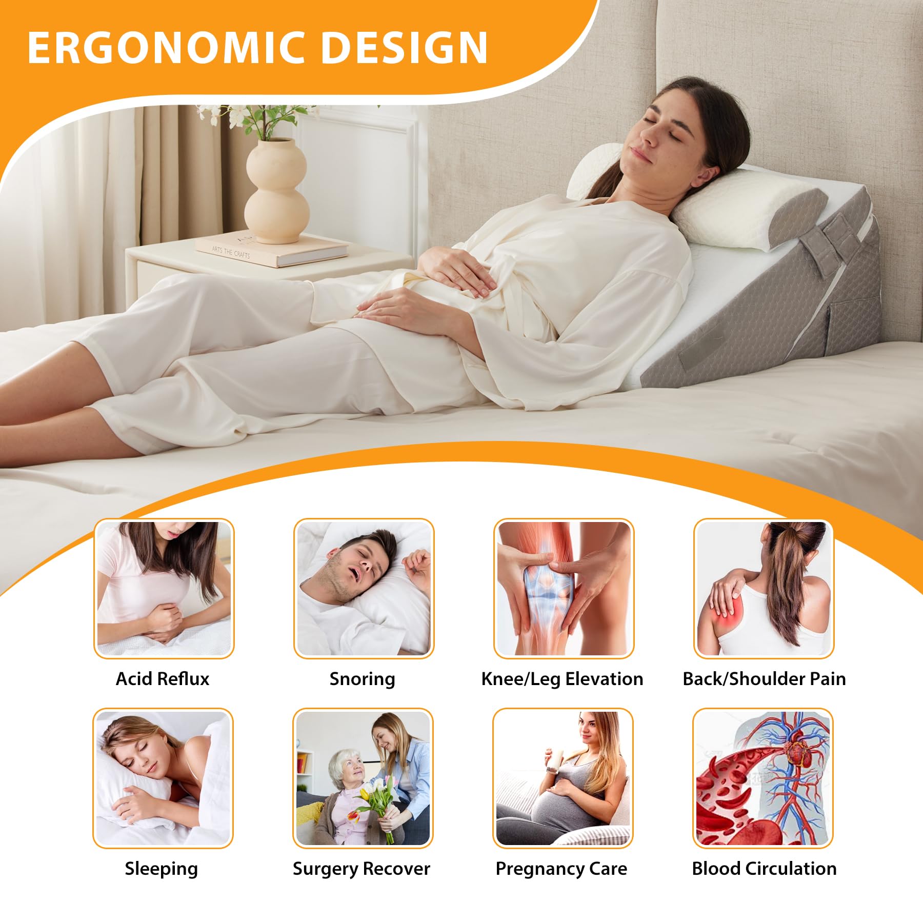 Ruqmuis 3-Piece Wedge Pillow Set | After Surgery


