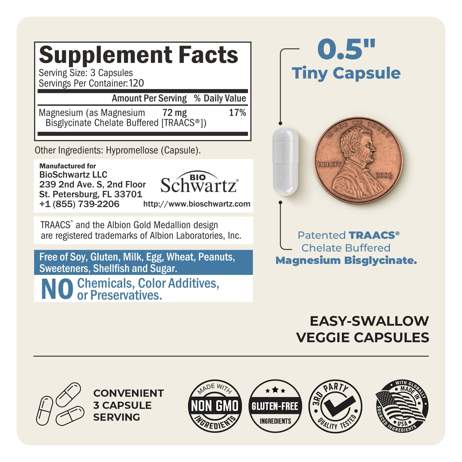 BioSchwartz Magnesium Bisglycinate Chelated Supplement

