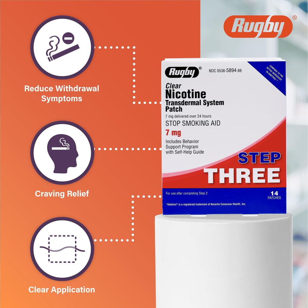 Rugby Clear Nicotine Patch Transdermal Quitting Aid

