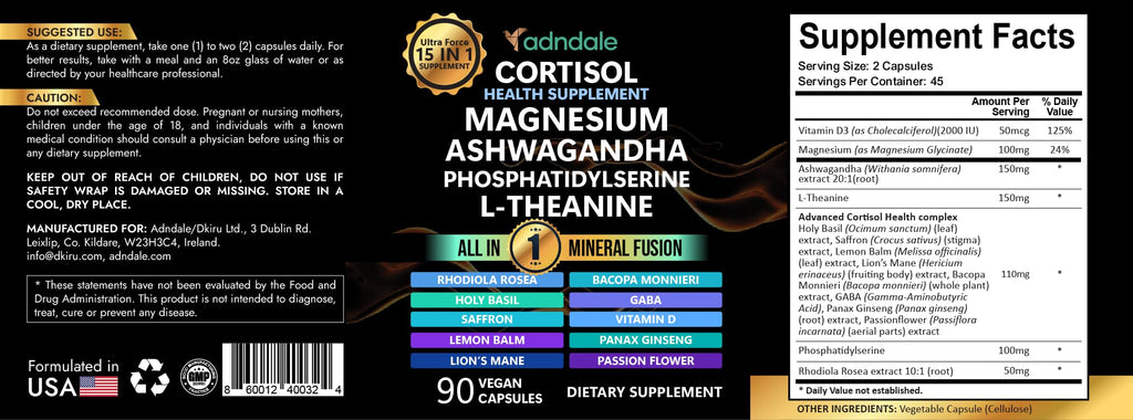 Adndale Cortisol Support Supplement | Adaptogens

