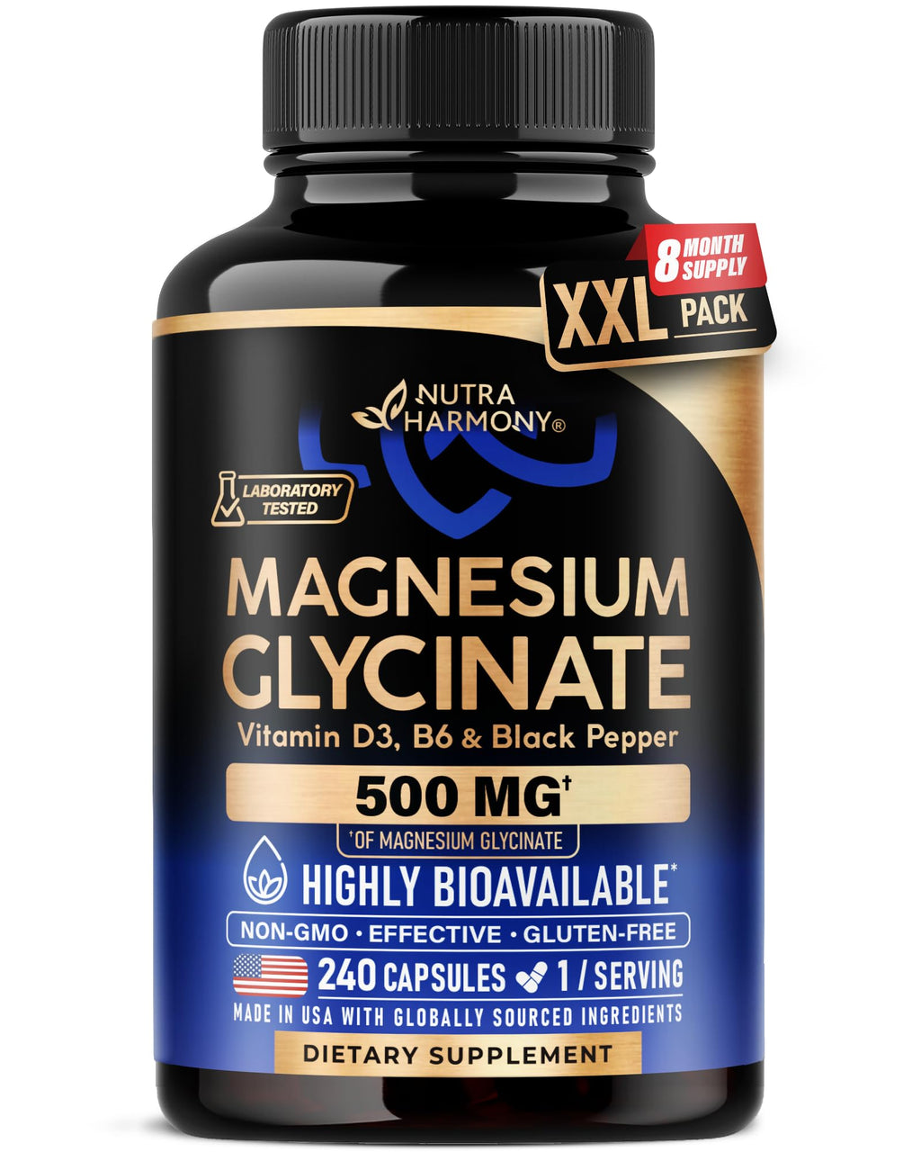 Magnesium Glycinate 500 mg Chelated Supplement for Sleep

