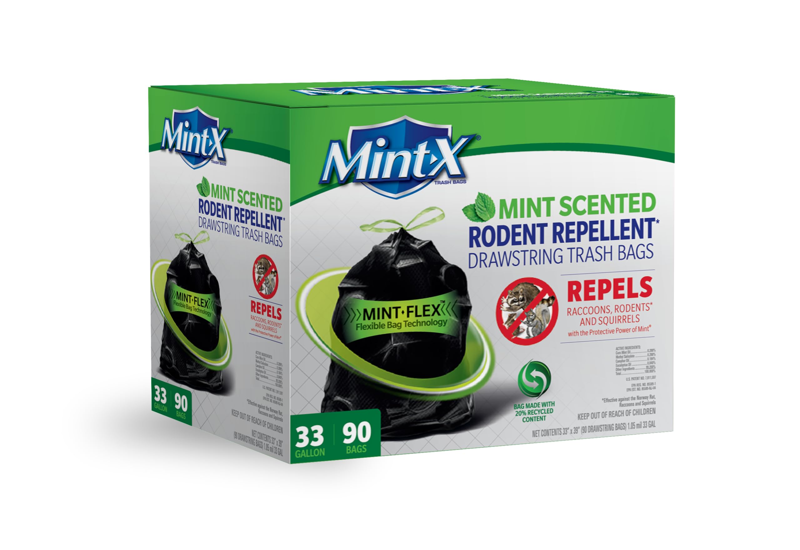 Mint-X Rodent-Repellent Trash Bags with Drawstring

