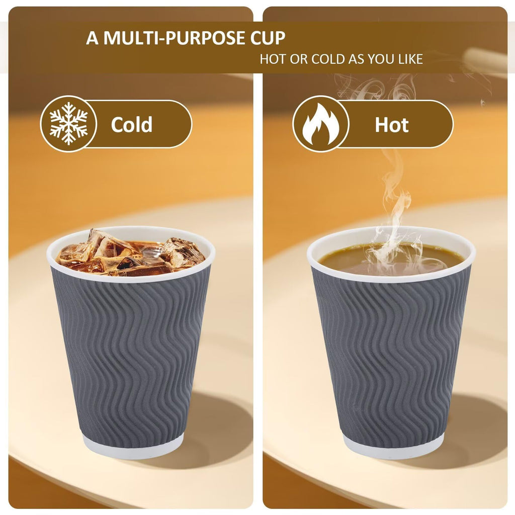 Clawsoff Disposable Coffee Cups with Lids – Insulated Ripple Wall


