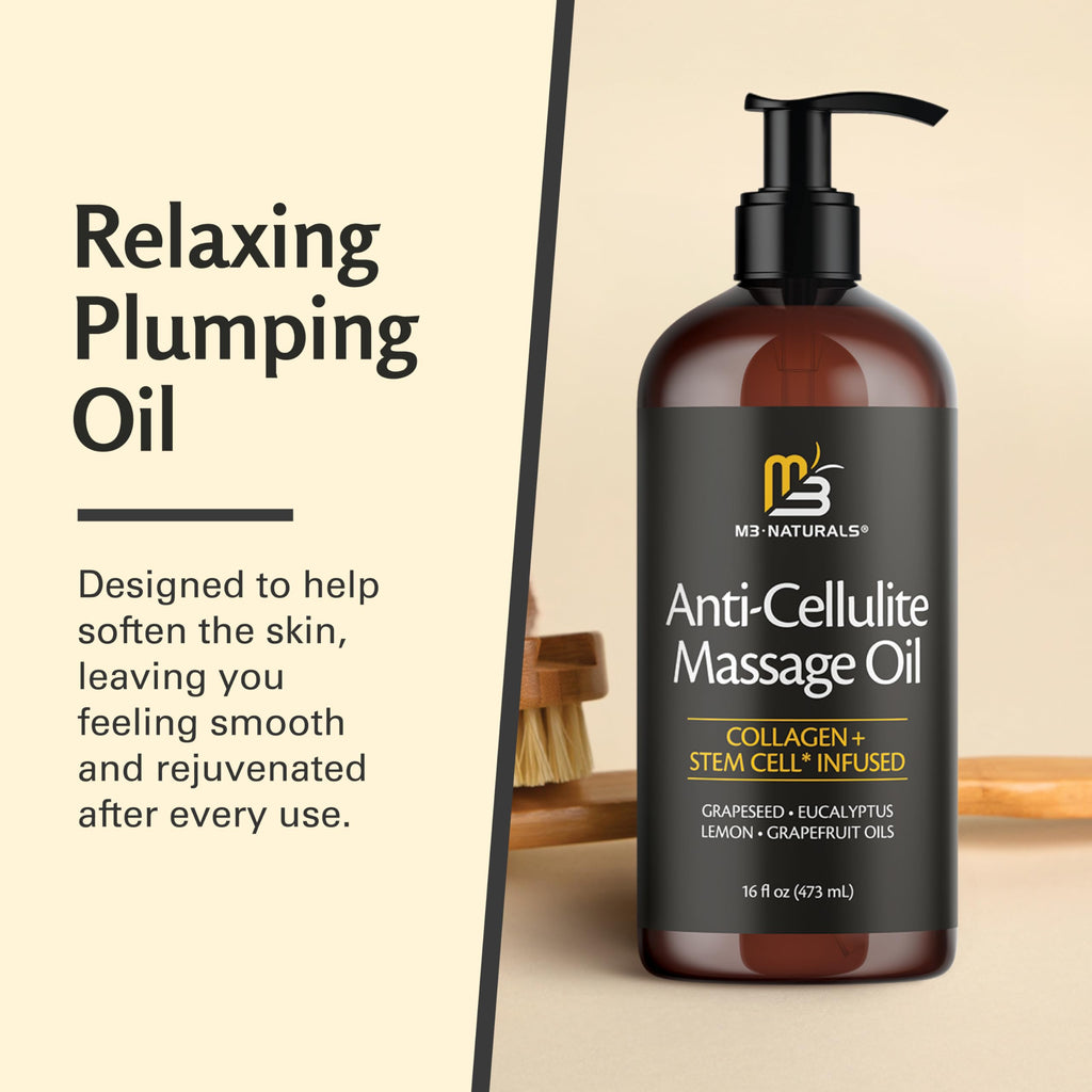 M3 Naturals Anti Cellulite Massage Oil Collagen & Stem Cells

