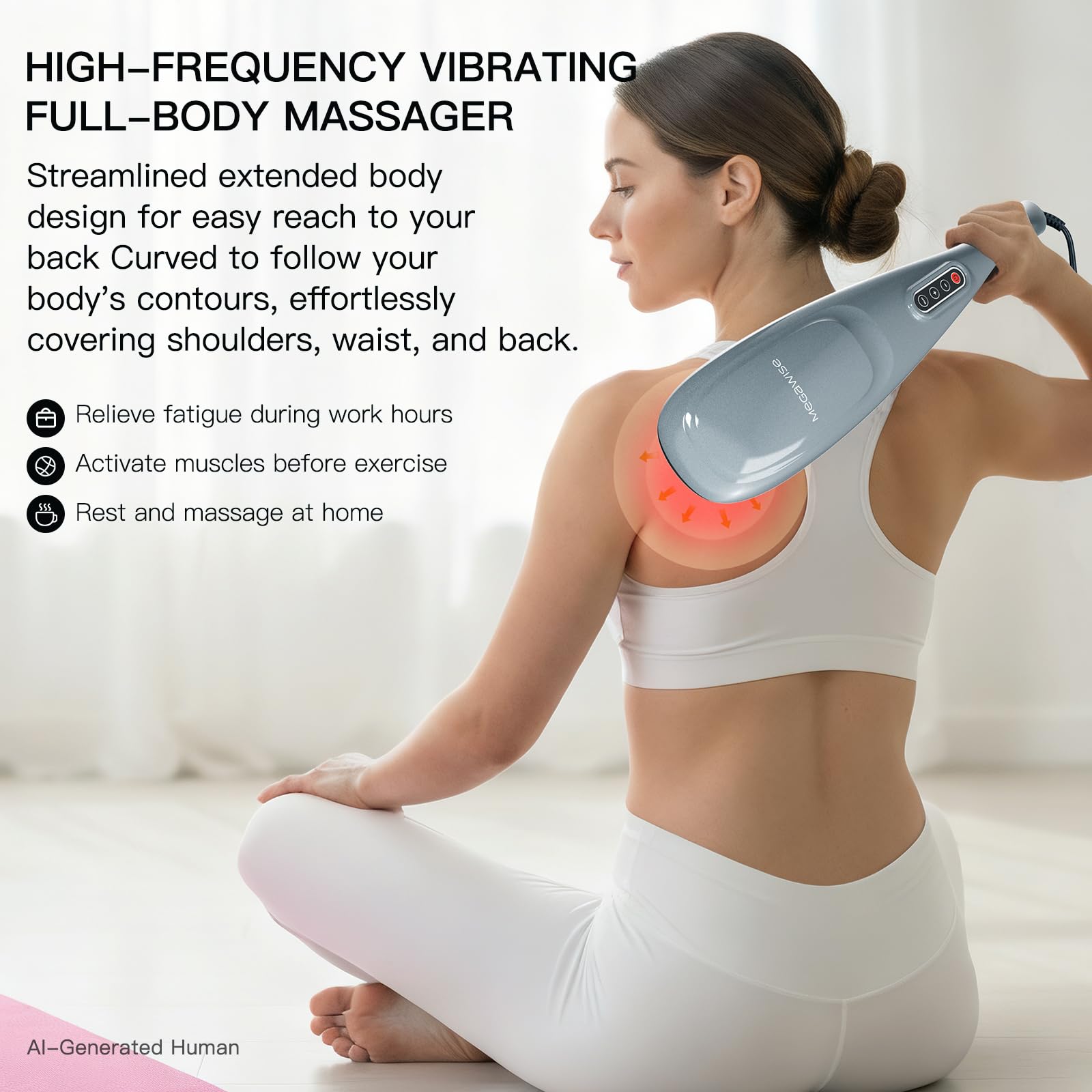 MEGAWISE Handheld Deep Tissue Massager – 3600 RPM

