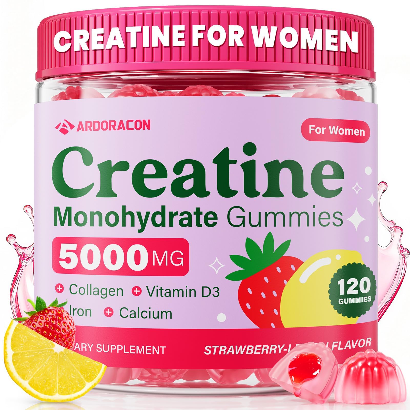 Creatine Gummies for Women with Collagen, D3 & Calcium

