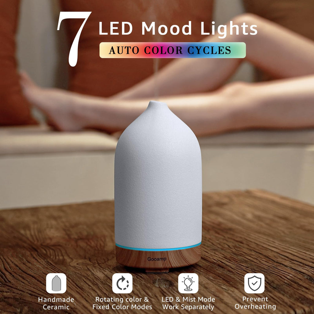 Gooamp Ceramic Essential Oil Diffuser Ultrasonic Humidifier

