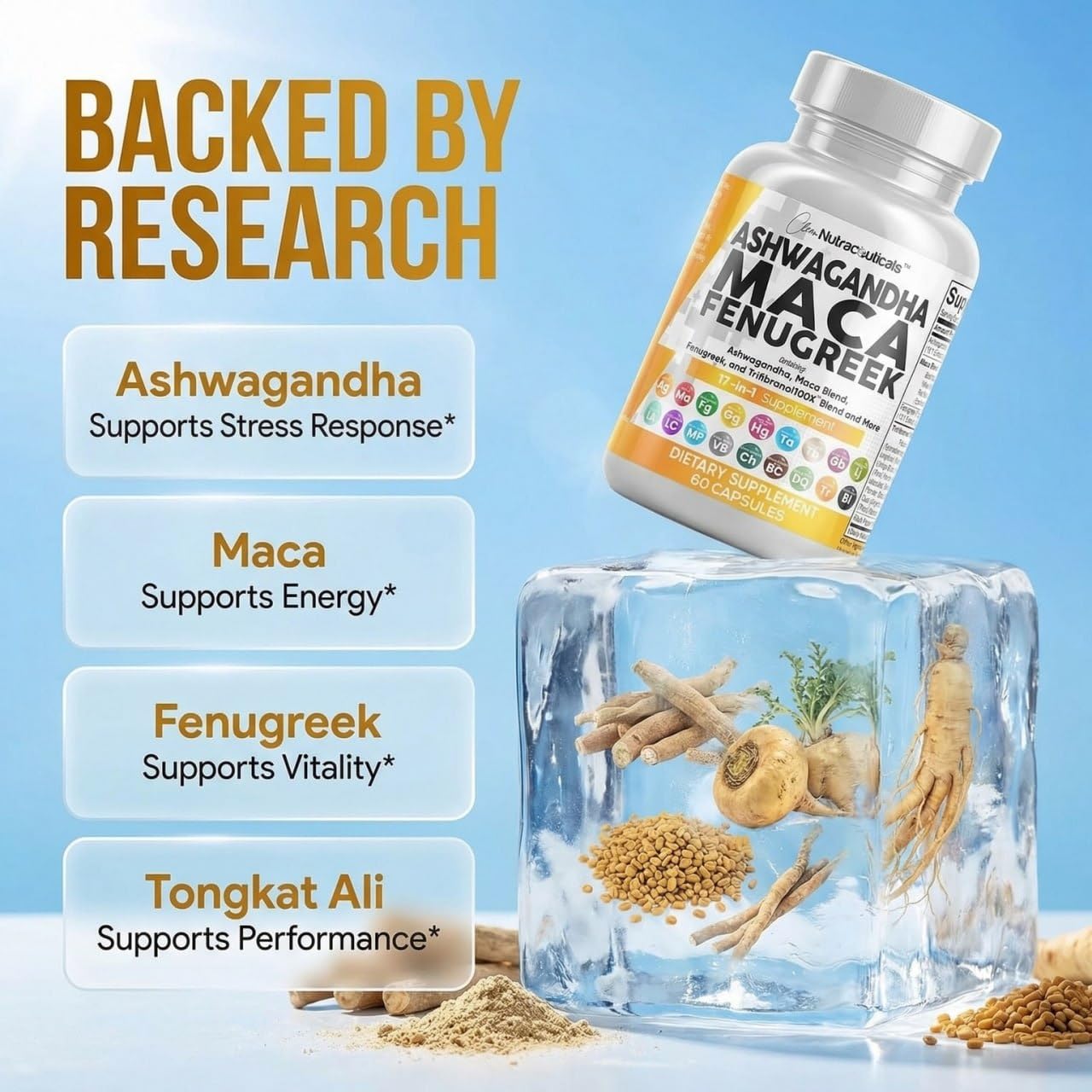 Clean Nutraceuticals Ashwagandha Maca Root Supplement


