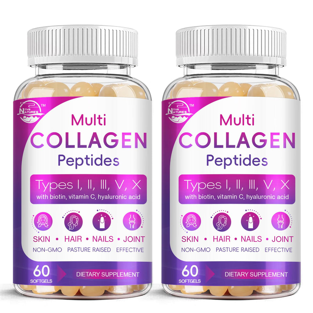 Nature's Live Collagen Softgels - Type I-X with Biotin

