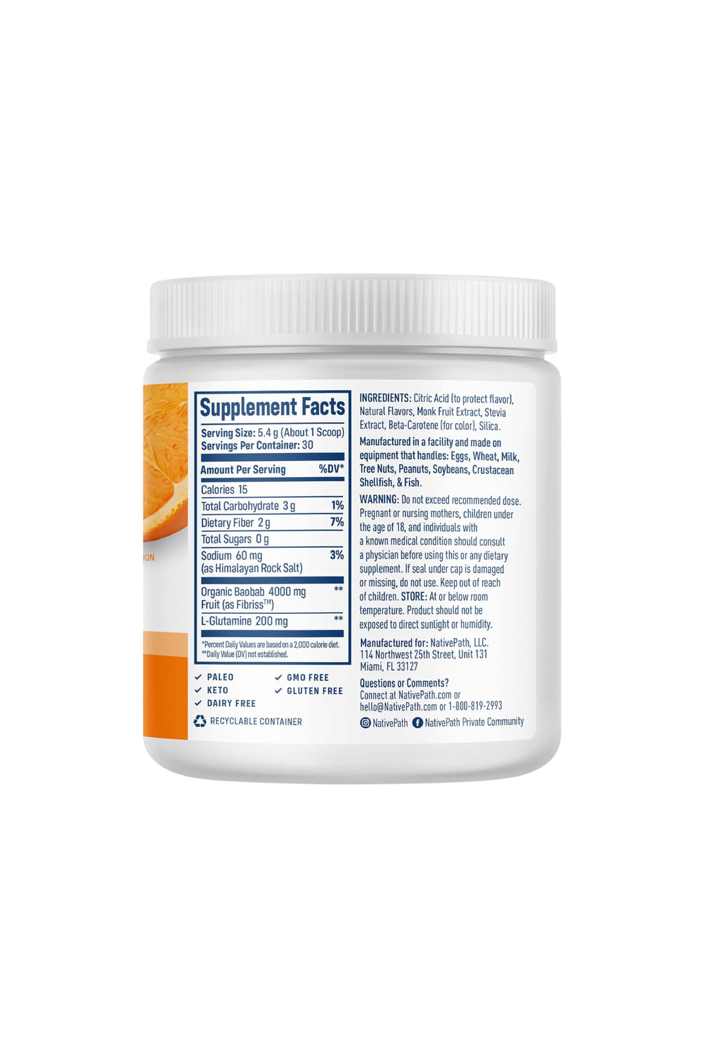 NativePath Organic Baobab Prebiotic Fiber Powder

