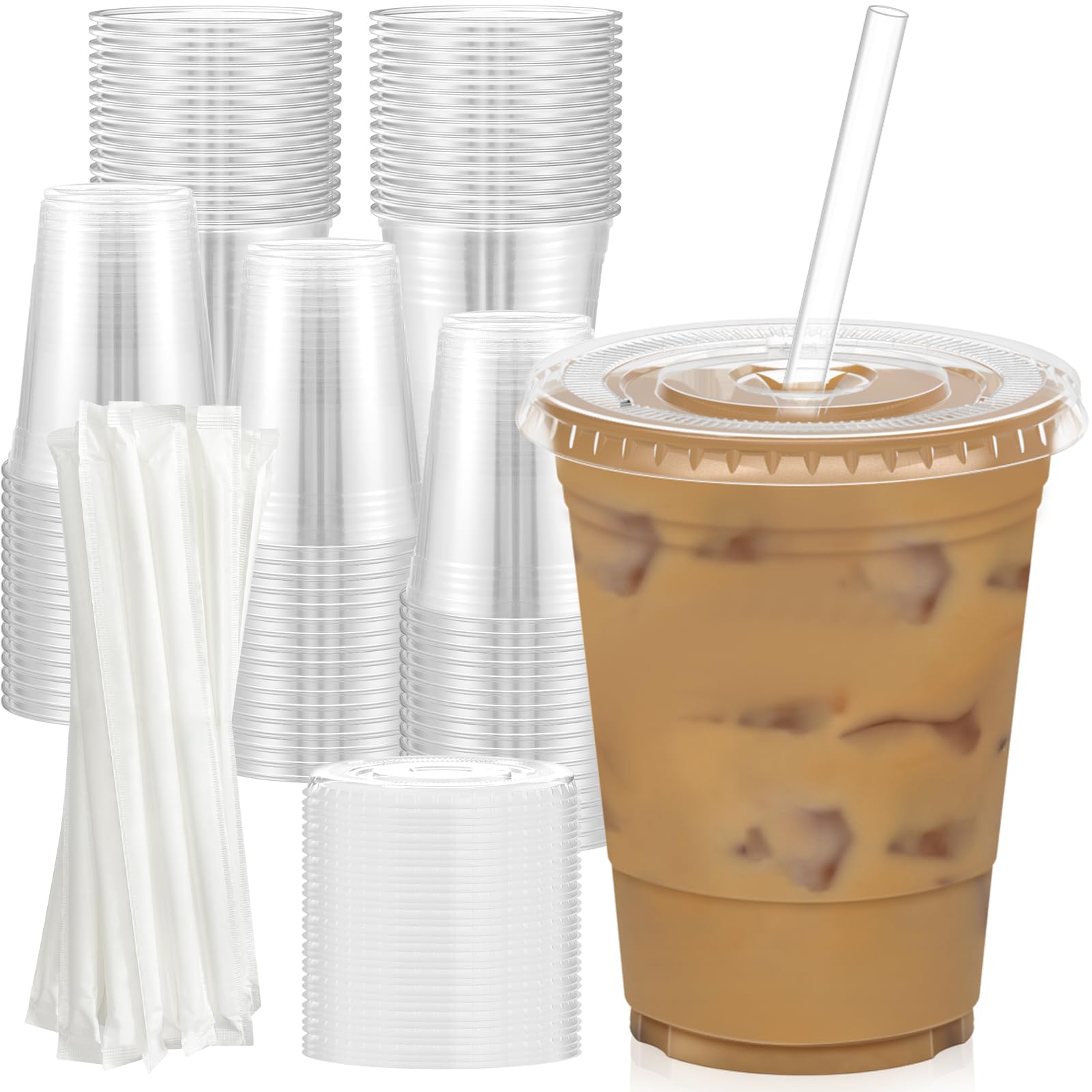 Dealusy Plastic Cups with Lids and Straws - Food Safe

