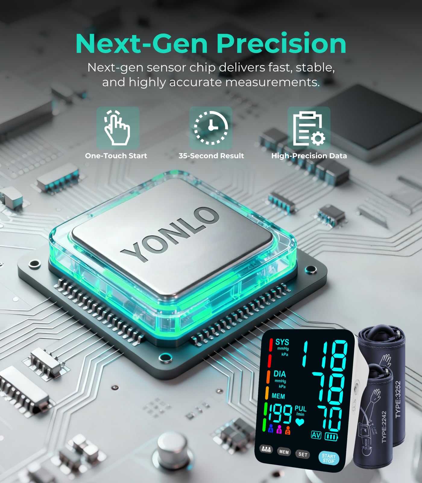 YONLO Automatic Upper Arm Blood Pressure Monitor Home Use

