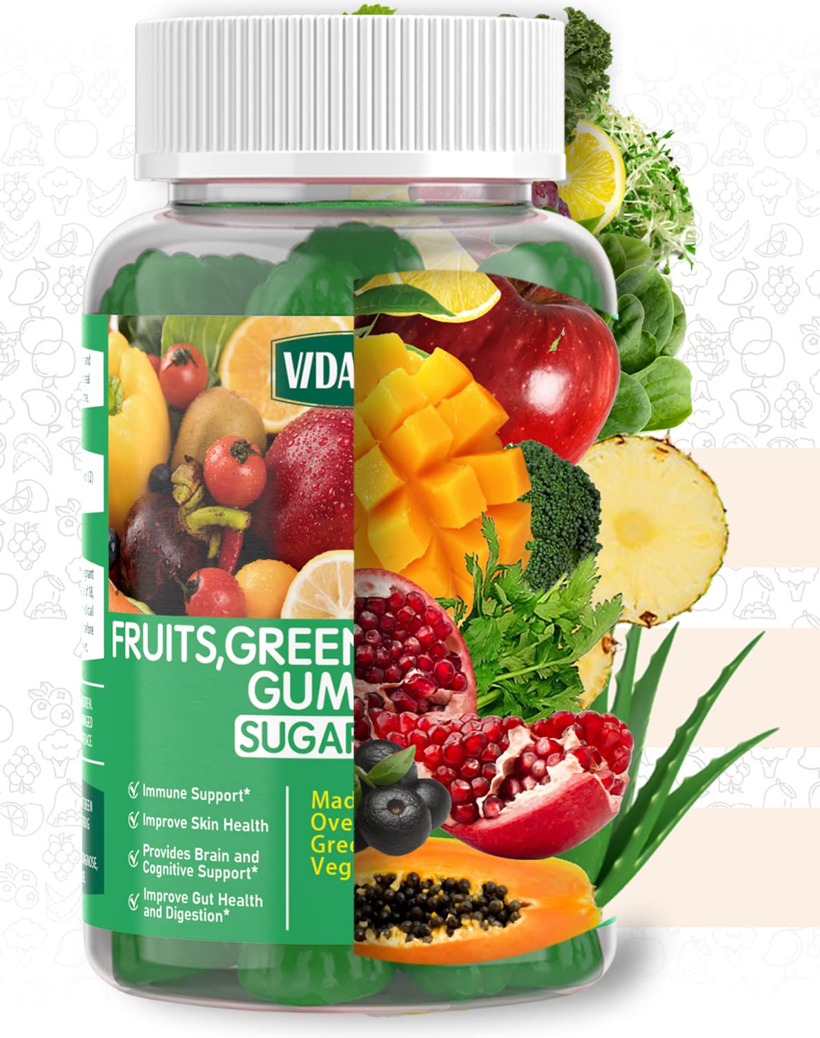 VIDAVITE Super Greens Gummies All-in-One Fruits & Veggies

