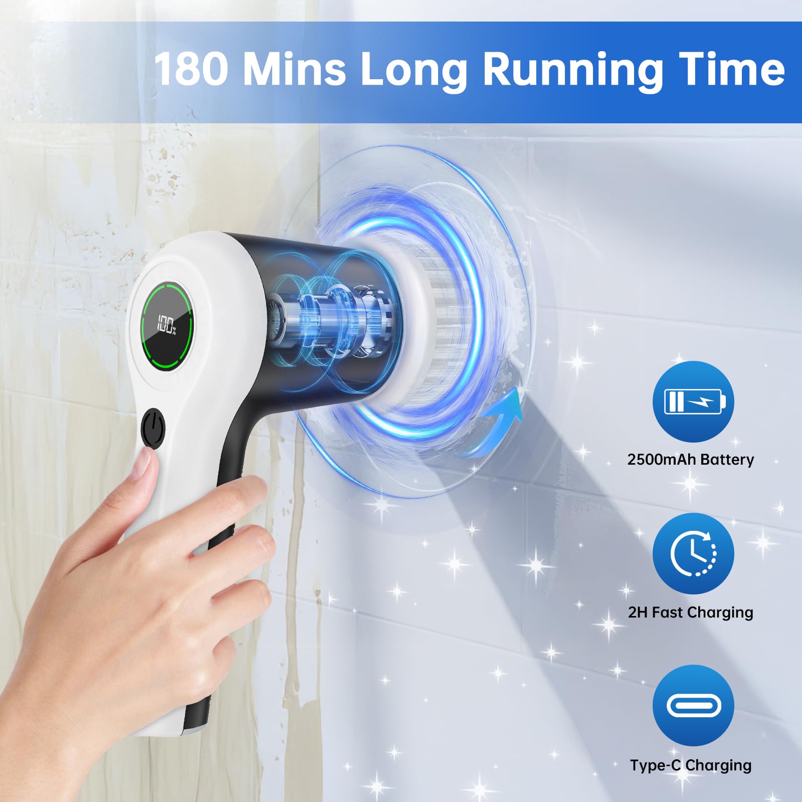 PUFTEM Cordless Electric Spin Scrubber Replaceable Heads


