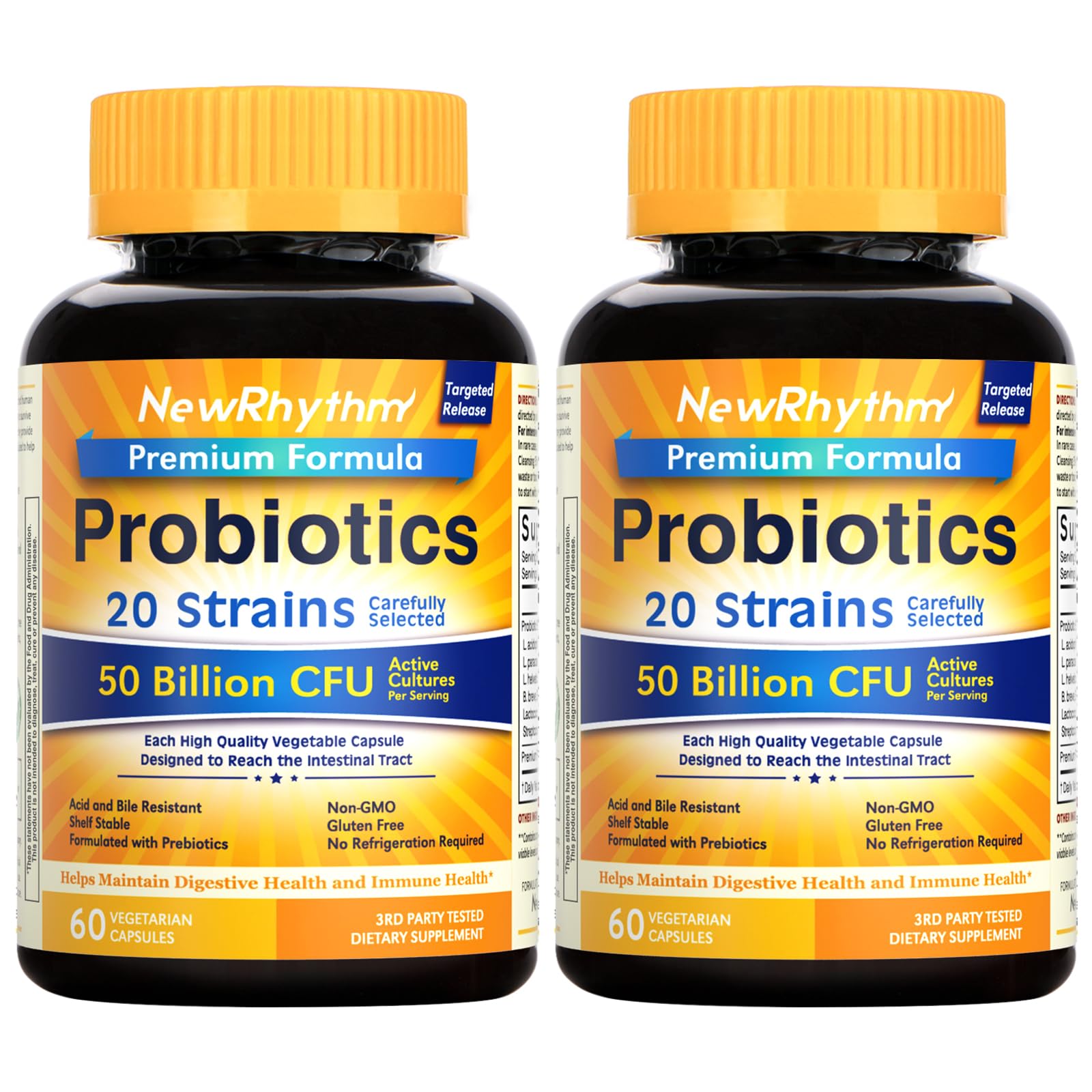 NewRhythm Probiotics 50 Billion CFU with 20 Strains – Targeted Release Capsule