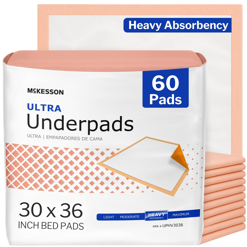McKesson Disposable Underpads - Heavy Absorbency Incontinence Bed Pads for Adults and Babies
