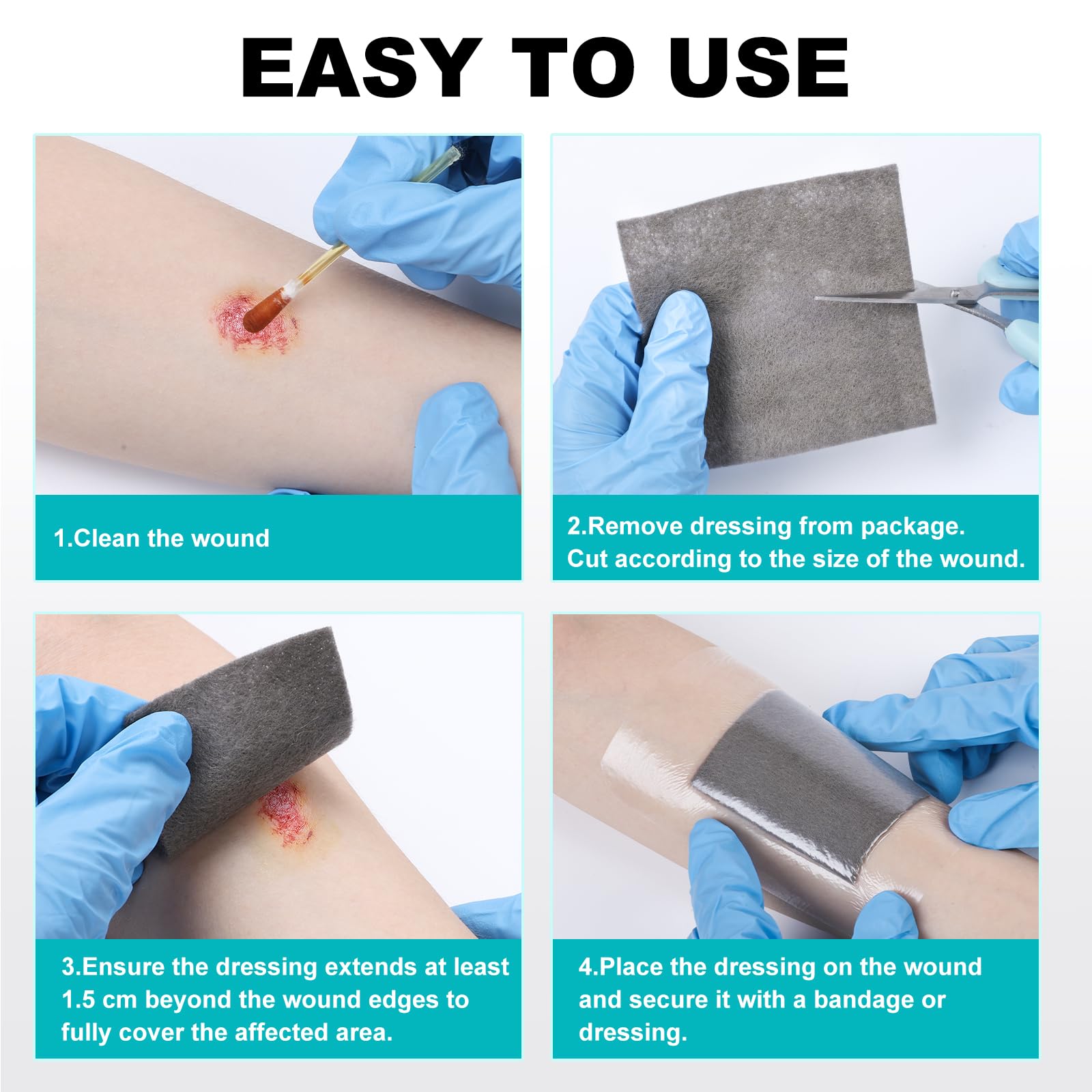 Ag Silver Calcium Alginate Wound Dressing 4x4 - Nonstick

