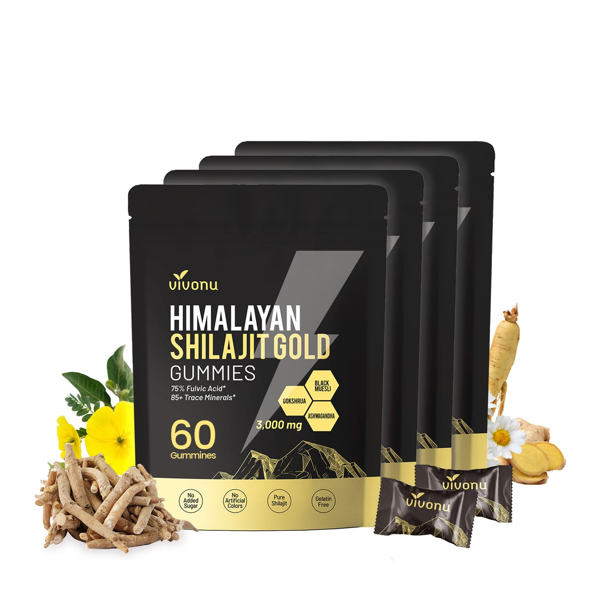 VivoNu Himalayan Shilajit Gummies with Ashwagandha & Gokshura
