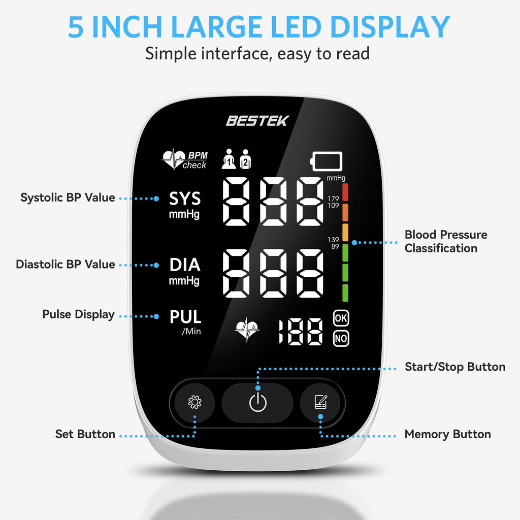 BESTEK Blood Pressure Monitor - Automatic Arm for Home Use

