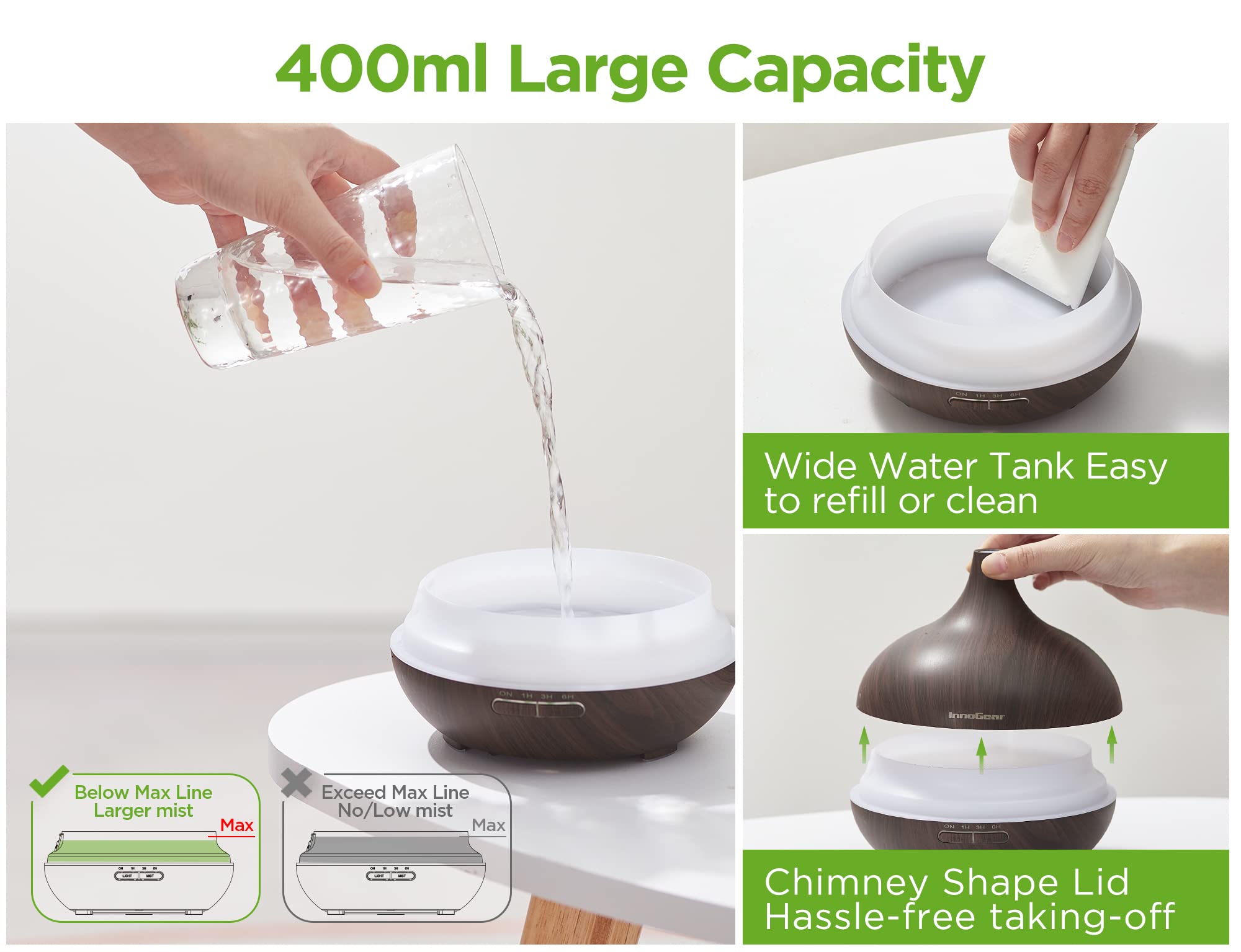 InnoGear Aromatherapy Diffuser with 400ml Tank & 10 Oils


