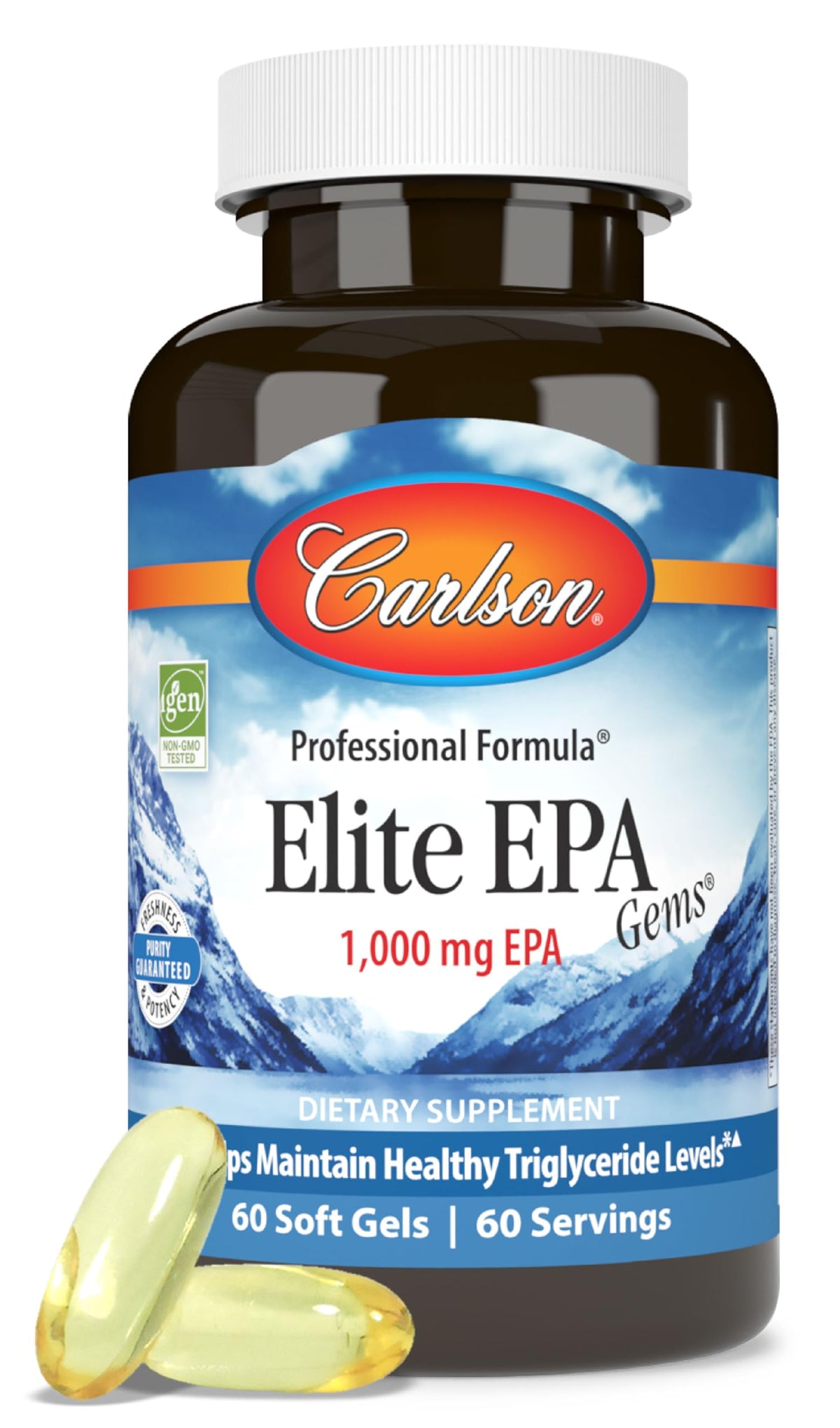 Carlson Elite EPA Gems Fish Oil with 1000 mg EPA - Wild-Caught Norwegian, Sustainably Sourced
