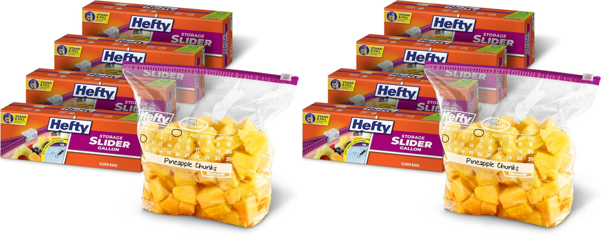 Hefty Calendar Slider Bags with Date Labels for Food Storage
