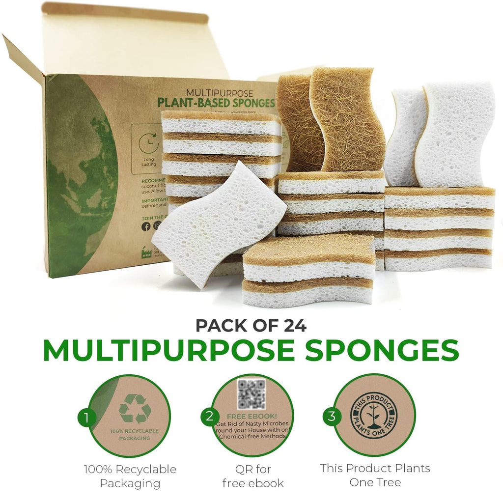 AIRNEX Natural Kitchen Sponges - Biodegradable Cellulose

