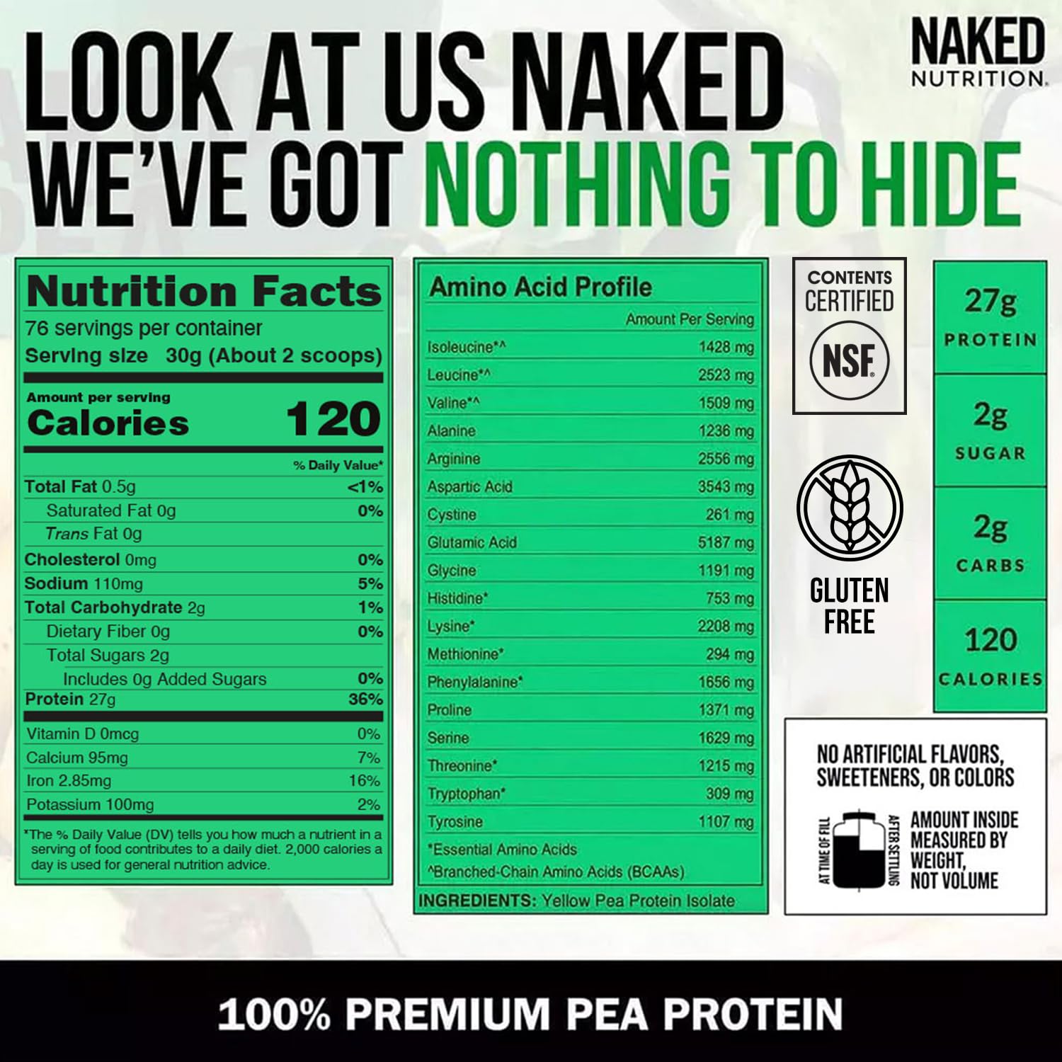 NAKED Pea Protein Powder - 100% Pea Protein Isolate

