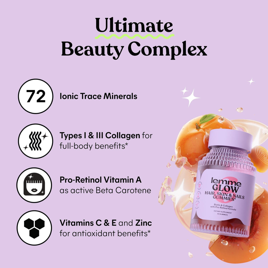 Lemme Glow Collagen Gummies for Hair, Nails & Skin

