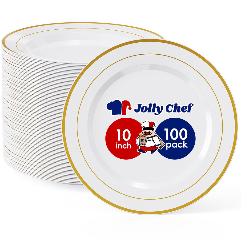 JOLLY CHEF Disposable Plastic Plates – 10 Inch

